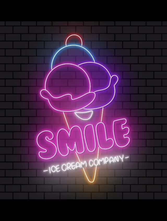 The neon SMILE sign glowing inside the College Park shop